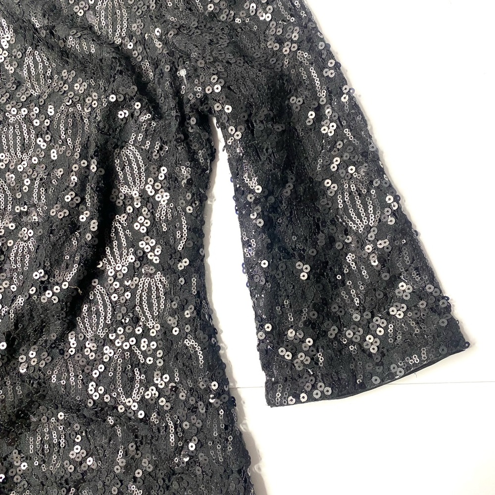 Calvin Klein Black Asymmetrical Sheath Dress with Bell Sleeves - Picture 5 of 5